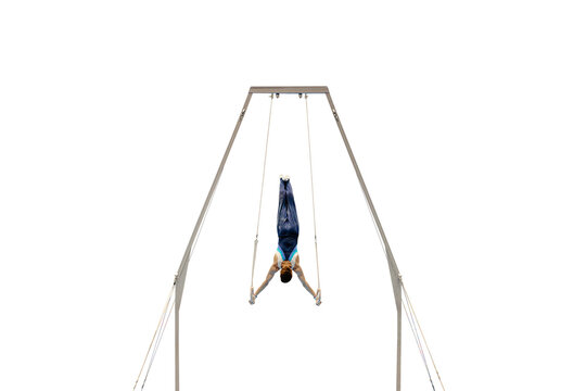 gymnast athlete exercising on ring frame, isolated on transparent background