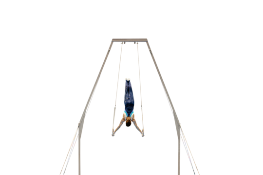 gymnast athlete exercising on ring frame, isolated on transparent background