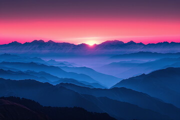 Fictional Himalayan Peaks Awash in Dawn's Glow Generated by AI