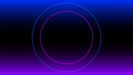 A glowing neon light bulb in a dark space, featuring red and blue circular with a purple and blue background