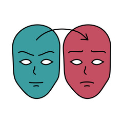 deep fake face swap hand drawn color vector illustration