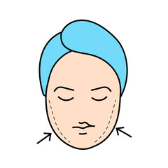women beauty plastic surgery cheeks augmentation hand drawn color vector illustration