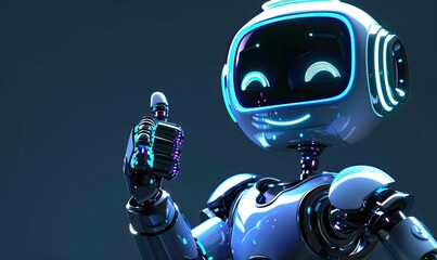 A robot with a thumbs up gesture on its face