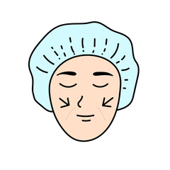 women beauty plastic surgery cheeks augmentation hand drawn color vector illustration