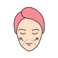 women beauty plastic surgery cheeks augmentation hand drawn color vector illustration