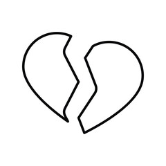 broken heart line icon with white background vector stock illustration