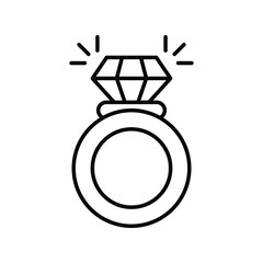 diamond ring line icon with white background vector stock illustration