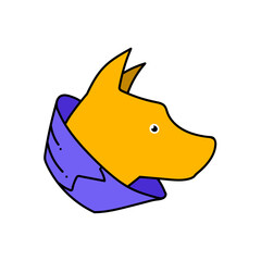 sick dog hand drawn color vector illustration