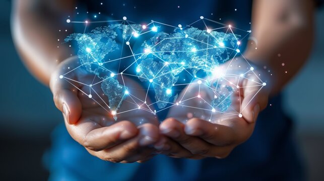 Unity Across Continents Embracing Global Volunteerism on a World Map - Powered by Adobe