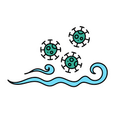 wind carried viruses hand drawn color vector illustration