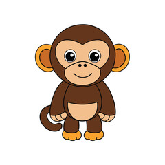 Happy Funny Monkey Cartoon Clipart Vector Art Illustration for Kids.
