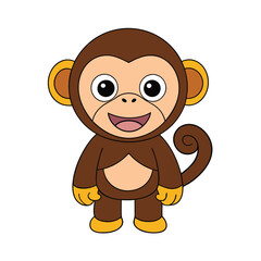 Happy Funny Monkey Cartoon Clipart Vector Art Illustration for Kids.