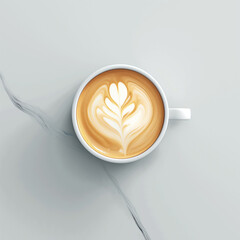 Top view picture of a Hot Coffee Cup Generative Ai