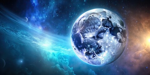 Obraz premium Modern and digital lunar background for graphic design, moon, space, technology, futuristic