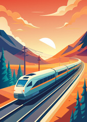 train in the mountains at sunset train in the mountains  train on the road sunset on the road