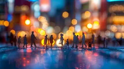 Detailed paper cut art of Shibuya Crossing with bright lights and bustling crowds showcasing the lively culture of Tokyo Stock Photo with copy space