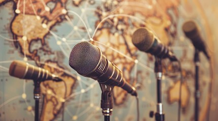 Global Harmony Vintage Microphones Unite on World Map in International Podcast Network
