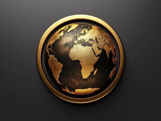 a gold globe with a gold ring around it