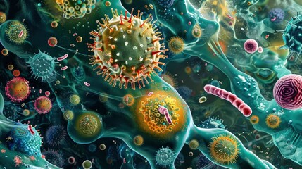 Bacterial cell division captured under a microscope, illustrating the process of binary fission and replication
