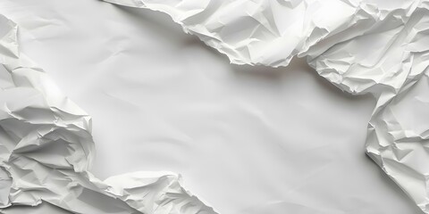 Obraz premium Crumpled white paper texture background with abstract shape and text space. Concept Abstract Art, White Paper, Texture Background, Text Space, Graphic Design