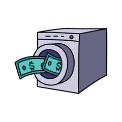 money laundry hand drawn color vector illustration