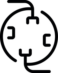 Simple black and white line art of a round electrical socket with four wires connecting