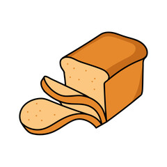 sliced bread loaf hand drawn color vector illustration