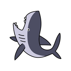 shark hand drawn color vector illustration