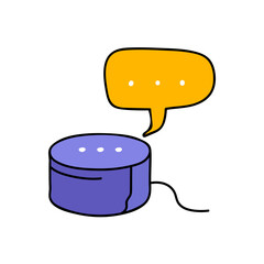 ai device virtual assistant hand drawn color vector illustration