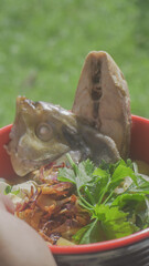 fish soup in the bowl 
