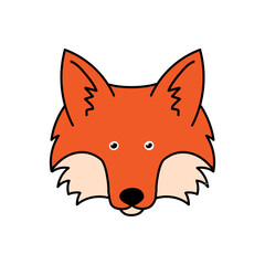fox hand drawn color vector illustration
