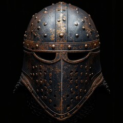 Antique Medieval Helmet with Rivets