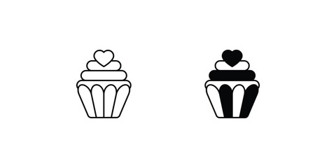cup cake set icon with white background vector stock illustration
