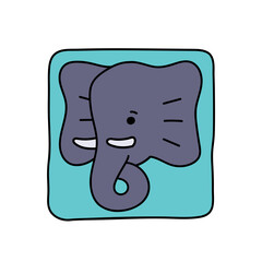 elephant hand drawn color vector illustration