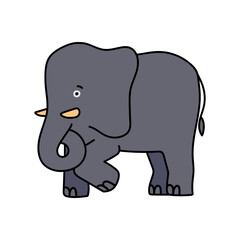 elephant hand drawn color vector illustration