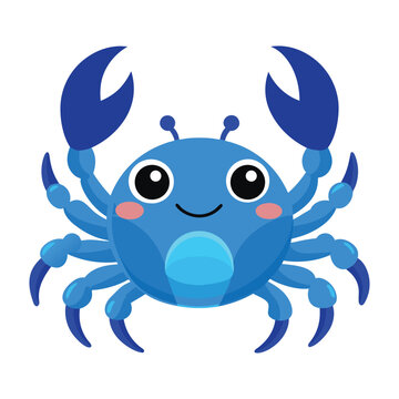 cute blue crab smiling clip art preview