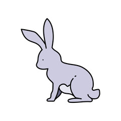 rabbit hand drawn color vector illustration