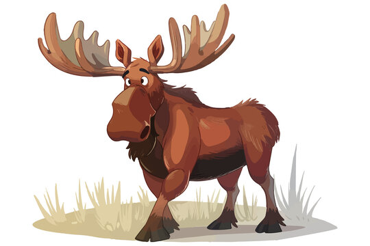 cartoon moose walking brown antlers clip art preview