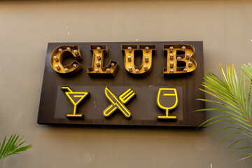 bar sign for drinking and food