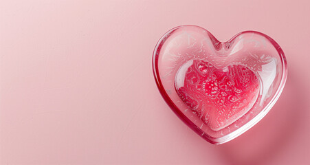 Photo of a heart-shaped dish on a pink background