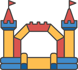 Bouncy castle color icon. Inflatable house pictogram with slide for air trampoline park and children playground for jumping. Inflated equipment for amusement park and kids zone.