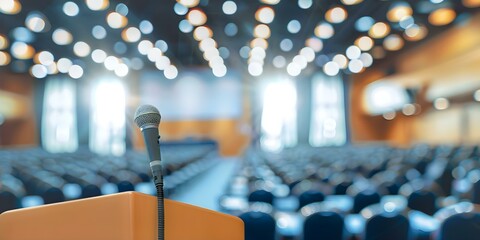 Blurry background with bokeh effect at a scientific conference convention. Concept Bokeh Effect, Scientific Conference, Blurry Background, Professional Attire, Convention Style