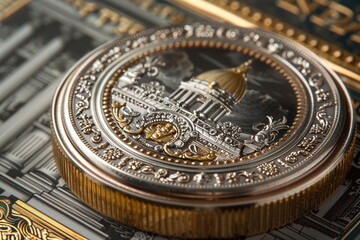 Obraz premium The Enigmatic Tale of a Fictional Missing Precious Token Generated by AI