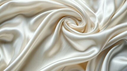 Fototapeta premium Soft and luxurious cream silk fabric with a beautiful swirl pattern