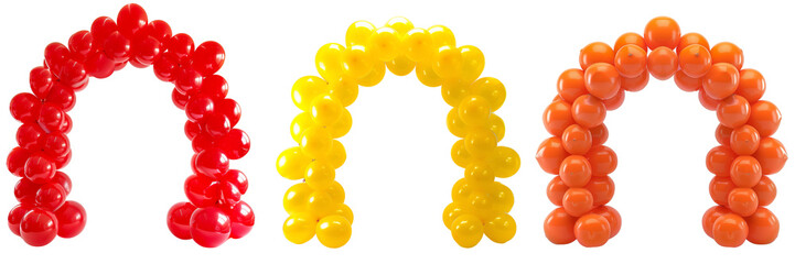 Set of party balloons arches isolated on transparent background