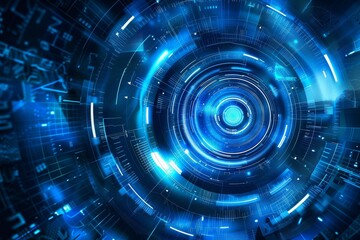 Fototapeta premium illustration of technology circle in the middle abstract background with blue color 