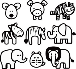 Simple Animal Outline Icon Set