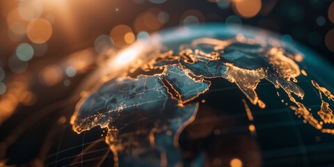 Fototapeta premium close up earth globe map, idea for world wide economic and financial background 