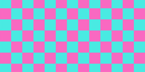 Y2k Retro Pink and Blue Checkered Chess Background. Trendy Trippy Style Vector Illustration. 