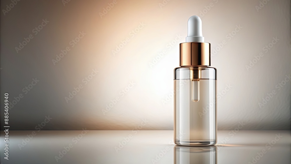 Poster Cosmetic serum bottle with blank packaging design on background, beauty, skincare, serum bottle, cosmetic product, isolated